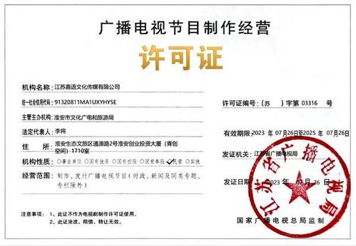 淮安城市網喜獲廣播電視節目制作經營許可證，開啟內容創作新篇章